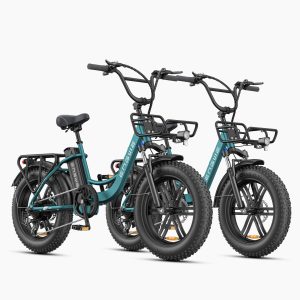 2 green engwe l20 boost e fat tire bikes